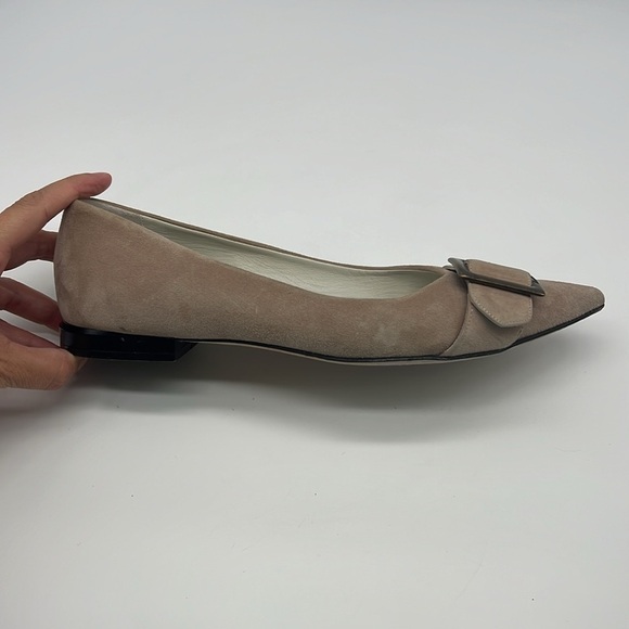 Brunomagli - Suede Light Grey Pointed Toe Buckle Made In Italy Ballet Flats 37.5 - Picture 6 of 16